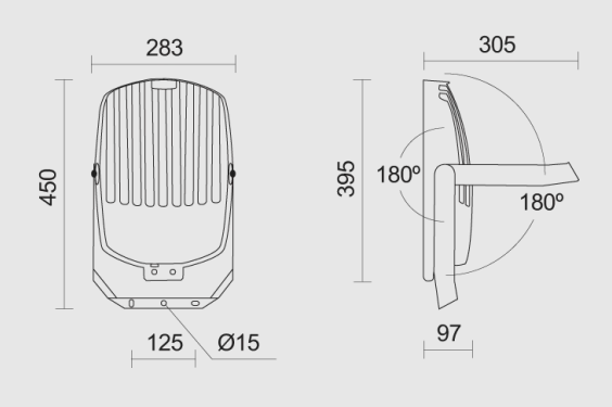 Floodlight Royce, IK10, IP66, Corrosie bestendig (C5 coating) Symmetrisch 9520LM