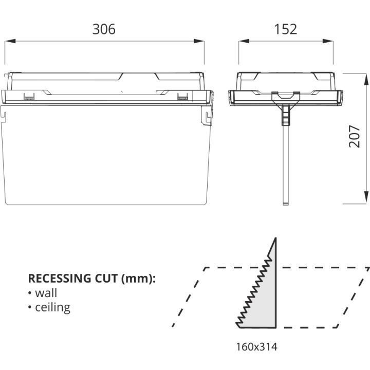 Peter L, premium, 1h, 180lm, autotest, IP65, N/C, wit, LiFePO4 accu6.4V