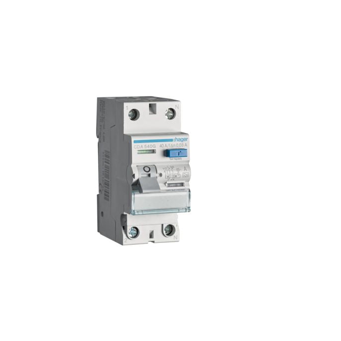 Hager aardlekschakelaar / 2-polig, 30mA, 40A / CDA540G, 3250611610700